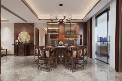 新中式餐厅3D模型下载